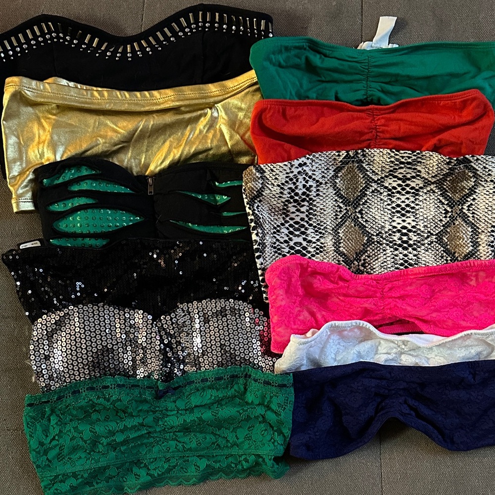 Forever 21 Red and Green Bandeau Tops